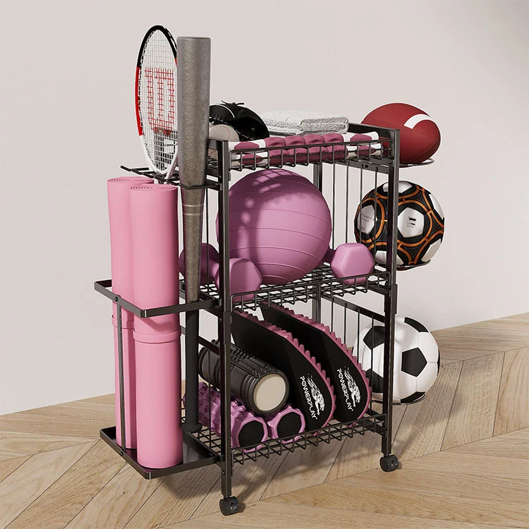 Gulvstående oppbevaringsstativ for yogamatter i metall